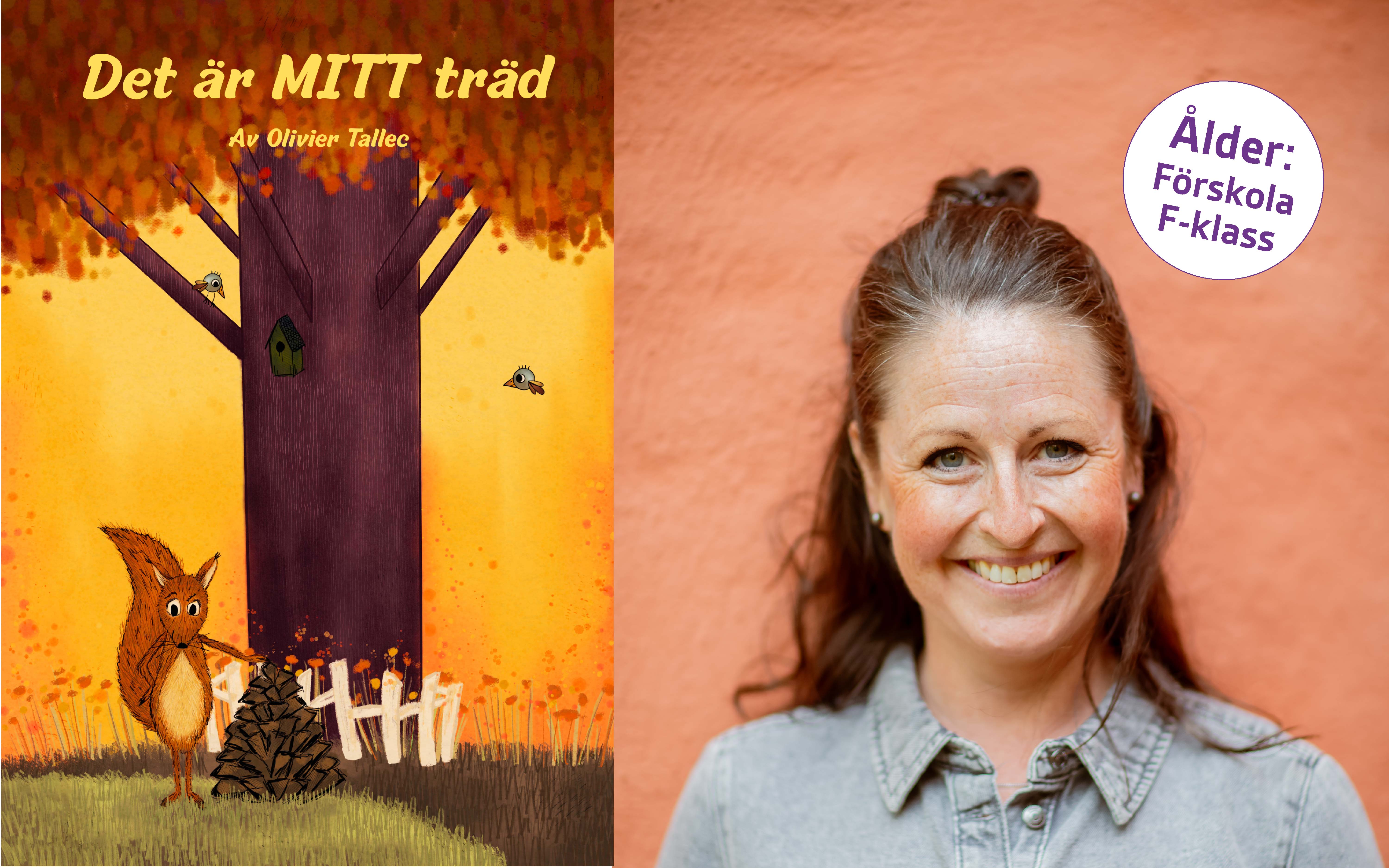 collage med en illustration av ett träd samt närbild av Pernilla Nydesjö