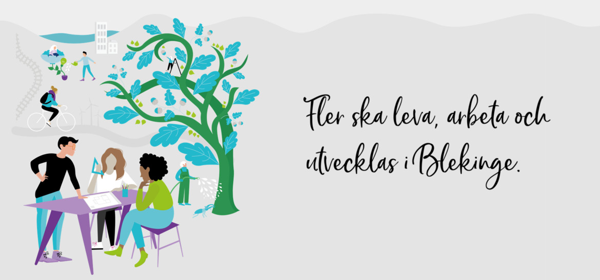 Illustration och text, Fler ska leva, arbeta och utvecklas i Blekinge 
